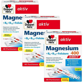 Doppelherz Magnesium 400 Direct + B6 + B12 + Fols&auml;ure (3x40 Stk.)