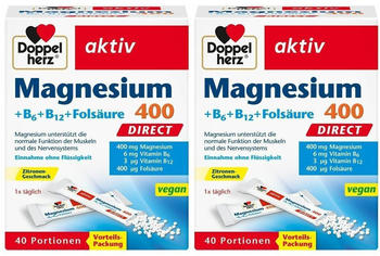Doppelherz Magnesium 400 Direct + B6 + B12 + Fols&auml;ure (2x40 Stk.)