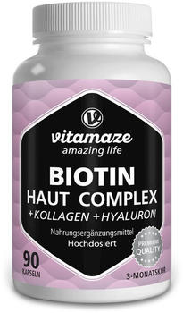 Vitamaze Biotin Haut Komplex + Kollagen + Hyaluron Kapseln (90 Stk.) Vitamaze Biotin Haut Komplex + Kollagen + Hyaluron Kapseln (90 Stk.)