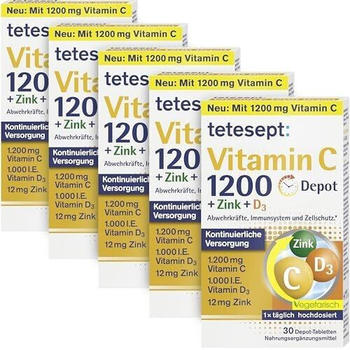 Tetesept Vitamin C 1.200 + Zink + D3 Depot Tabletten (5x30 Stk.)