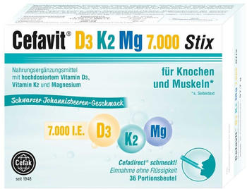 Cefak KG Cefavit D3 K2 Mg 7.000 I.E. Stix Granulat 36 Stk.