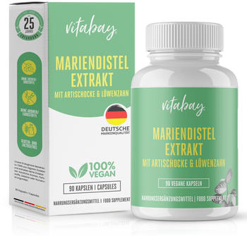 Vitabay Mariendistel hochdosiert mit Artischocke & Löwenzahn Kapseln (90 Stk.)