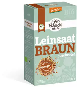 Bauck M&uuml;hle Bio-Leinsaat braun, geschrotet, Demeter