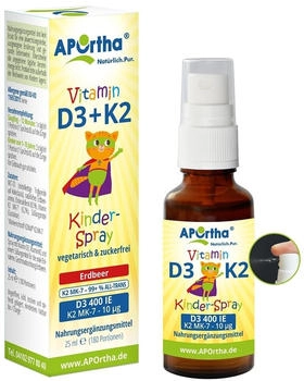 Aportha Kinder Mundspray D3 400 I.E.+K2 10µg Erdbeer (25ml)