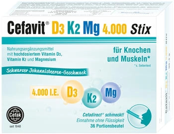 Cefak KG Cefavit D3 K2 Mg 4.000 I.E. Stix (36 Stk.)