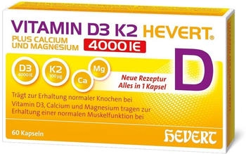Hevert Vitamin D3 K2 Plus Calcium und Magnesium 4000 I.E. Kapseln (60 Stk.)