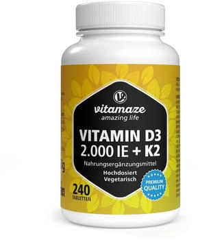 Vitamaze Vitamin D3 K2 2000 I.E. / 100 &micro;g hochdosiert Tabletten