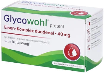 Heilpflanzenwohl Glycowohl&reg; Eisen-Komplex duodenal hochdosiert mit 4 verschiedenen Eisenformen + Vitamin C - laborgepr&uuml;ft mit Zertifikat - vegetarisch - 90 Kapseln