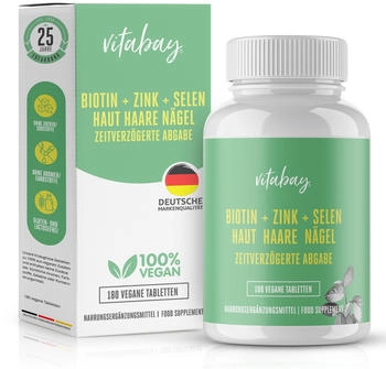 Vitabay Biotin 10 mg Depot + Selen 110 mcg + Zink 10 mg 180 St