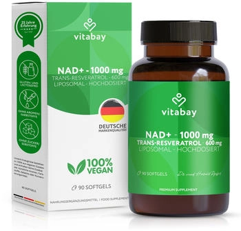Vitabay Nad+ 1000 mg Trans-Resveratrol 600 liposomal - hochdosiert 90 St Kapseln