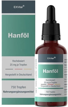 EXVital Hanfsamenöl mit Omega 3-6-9 Fettsäuren Tropfen 30ml