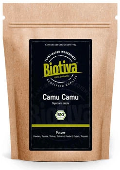 Biotiva Camu Camu Bio Pulver 100g - natürliches Vitamin C - 100 EH je 300mg Vitamin C - Kontrolliert und abgefüllt in Deutschland (DE-ÖKO-005)