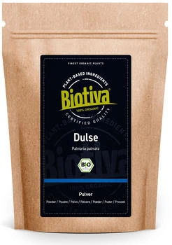 Biotiva Dulse Pulver Bio 125g - Palmaria Palmata - Lappentang - Rotalge - ohne Zusätze - Superfood - 100% Bio - abgefüllt und zertifiziert in Deutschland