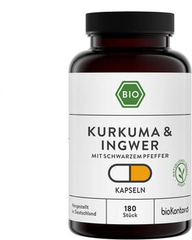 bioKontor Kurkuma + Ingwer + Pfeffer Kapseln 180 Stück