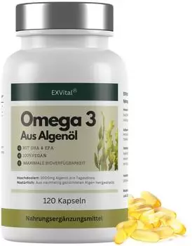 EXVital Omega 3 aus Algen&ouml;l 2000mg DHA & EPA Kapseln 120 Stk.