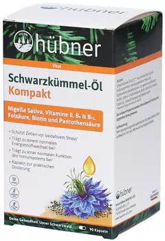 H&uuml;bner Schwarzk&uuml;mmel-&Ouml;l Kompakt Kapseln 90 stk