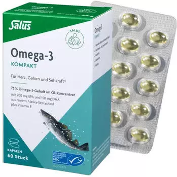 Salus OMEGA-3 KOMPAKT aus reinem Alaska-Seelachsöl 60 St