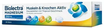 Hermes Biolectra Magnesium 250mg Muskeln & Knochen Aktiv Kautabletten 30 Stk.