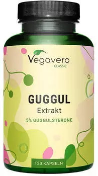 Vegavero Guggul 120 Kapseln 500 mg Guggul-Extrakt (15:1) pro Kapsel 5% Guggulsterone vegan