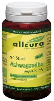 Allcura Ashwaghanda Bio mit Extrakt KSM 66 Kapseln 90 St