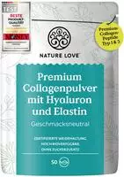 Premium Collagenpulver mit Hyaluron und Elastin 500 Gramm Pulver Nature Love 500 g