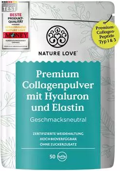 Nature Love Premium Collagenpulver mit Hyaluron und Elastin 500g