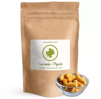 vitalundfitmit100 Curcumin + Piperin Extrakt Kapseln 100 Stück