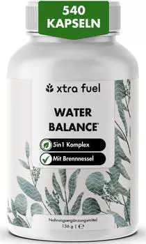 xtra fuel Water Balance 5-in-1 N&auml;hrstoffkomplex f&uuml;r Elektrolytgleichgewicht & leichte Beine* &ndash; 3x Dosen (540 Water Balance Kapseln)