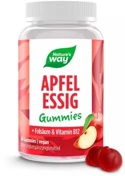 Nature's Way Apfelessig Gummies I 1000 mg Apfelessigpulver Fols&auml;ure Vitamin B12 1x60 St Fruchtgummi