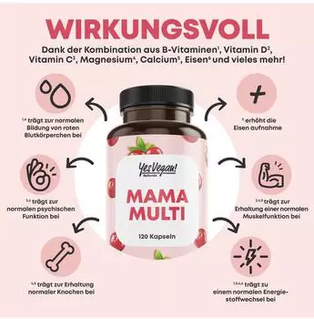 Yes Vegan &reg; Multivitamine Kinderwunsch Schwangerschaft Stillzeit Kapseln