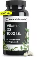 natural-elements Vitamin-D 365 Tabletten, Vitamin D3, je Tablette 1000 I.E.,
