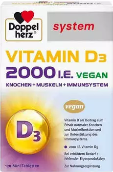 Doppelherz system Vitamin D3 2000 I.E. vegan Mini-Tabletten