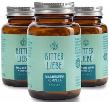 BitterLiebe BitterLiebe - Magnesium Bisglycinat Kapseln hochdosiert Komplex mit und Glycinat 3 St