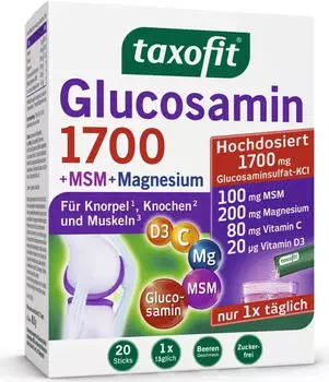 Taxofit Glucosamin 1700 + MSM + Magnesium Granulat Sticks 20 Stk.