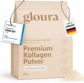 Gloura Premium KollagenHydrolysat Pulver Typ 1 & 3 geschmacksneutral
