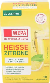 Wepa Hei&szlig;e Zitrone + Vitamin C + Calcium Pulver Beutel, 100g (10x 10g)