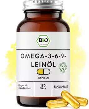 bioKontor Omega 3-6-9 Leinöl Kapseln 180 Stk.