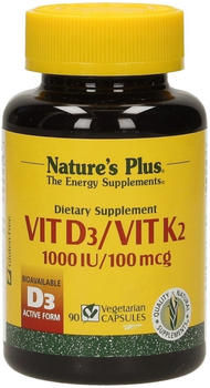 Nature's Plus Vitamin D3 1000 IE mit 100 mcg Vit. K2 Kapseln (90 Stk.)