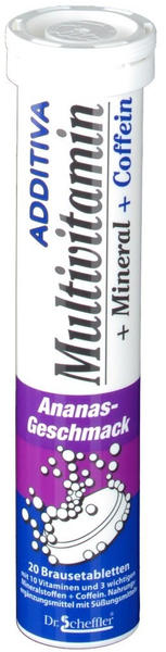 Dr. Scheffler ADDITIVA Multivitamin + Mineral + Coffein Ananas Brausetabletten (20 Stk.)