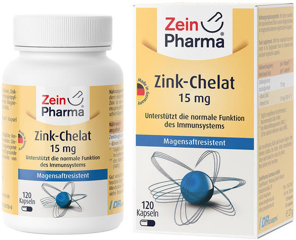 ZeinPharma Zink Chelat 15 mg magensaftresist. veg. Kapseln (120 Stk.)