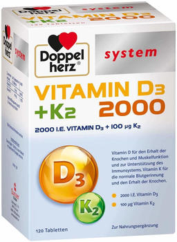 Doppelherz system Vitamin D3 2000 + K2 Tabletten (120 Stk.)