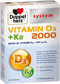 Doppelherz system Vitamin D3 2000 + K2 Tabletten (60 Stk.)