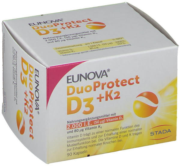 Eunova Duoprotect D3 + K2 2000 I.E. Kapseln (90 Stk.)