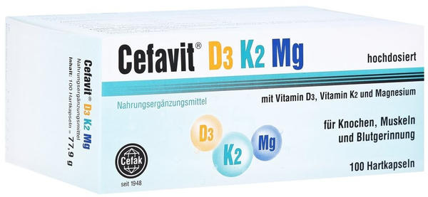 Cefak KG Vitamin D3 + Vitamin K2 + Magnesium Hartkapseln (100 Stk.)
