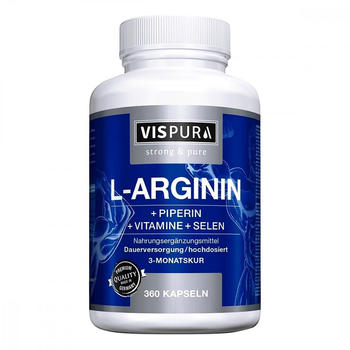 Vispura L-Arginin hochdosiert + Piperin + Vitamine + Selen Kapseln (360 Stk.)