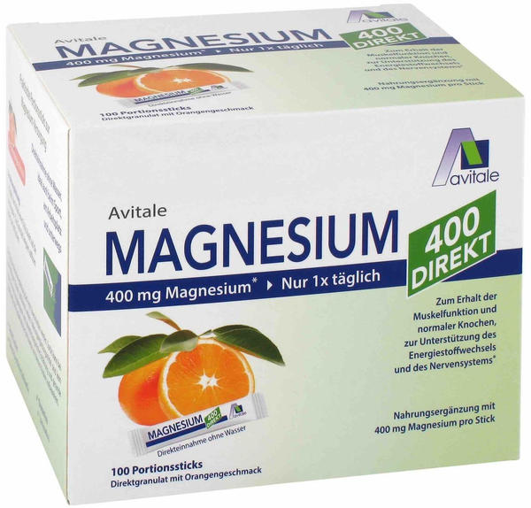 Avitale Magnesium 400 dirket Orange Portionssticks (100x2,1g)