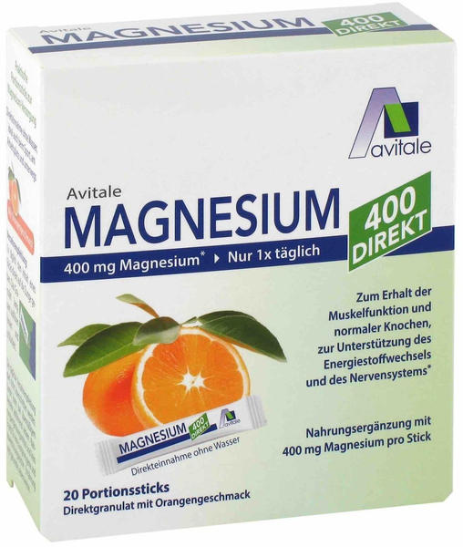 Avitale Magnesium 400 dirket Orange Portionssticks (20x2,1g)