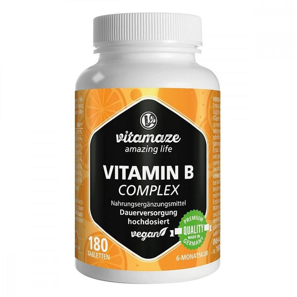 Vitamaze Vitamin B Complex hochdosiert vegan Tabletten (180 Stk.)
