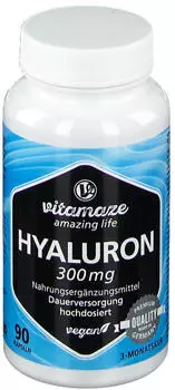 Vitamaze Hyaluronsäure 300mg hochdosiert vegan Kapseln (90 Stk.) Vitamaze Hyaluronsäure 300mg hochdosiert vegan Kapseln (90 Stk.)