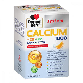 Doppelherz system Calcium 1000 + D3 + K2 Kautabletten (60 Stk.)